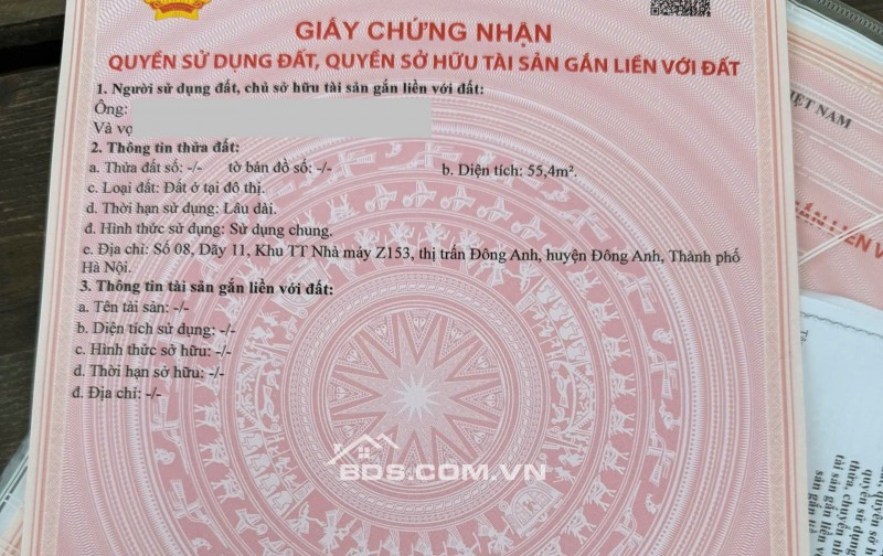 CC bán 55,4m2 đất Z153 - mặt tiền 4,5m - đường nhựa 4,5m thông